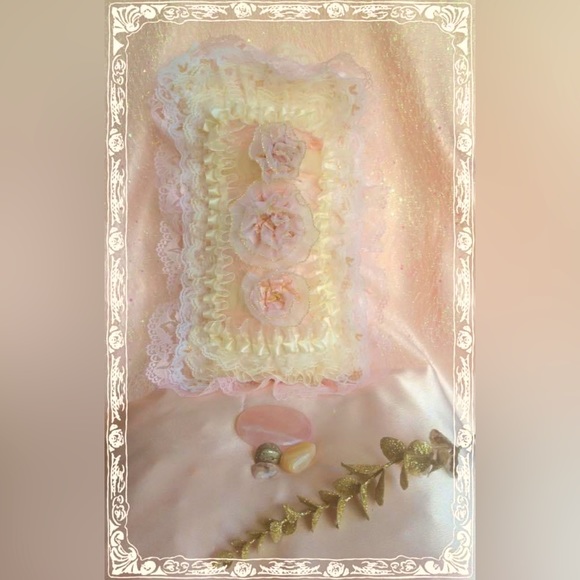 Hand Crafted Love&Lace Pillow Peach&VanillaAroma Shabby Chic - Picture 3 of 7